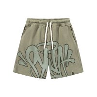 Army-green shorts