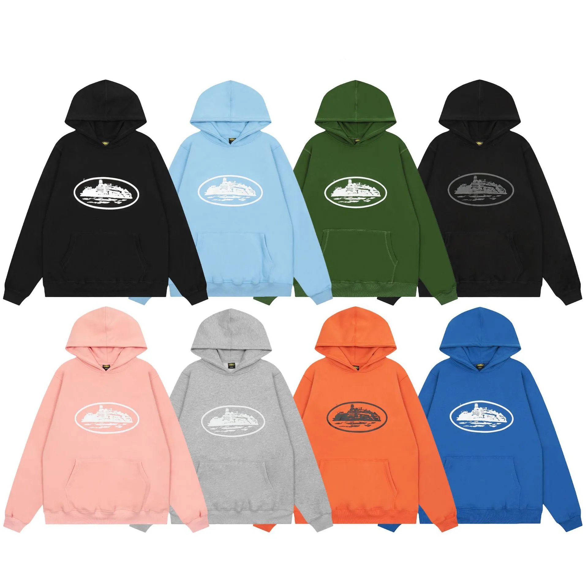 Fleece print men's hooded sweatshirt loose hoodie sports suit - KR