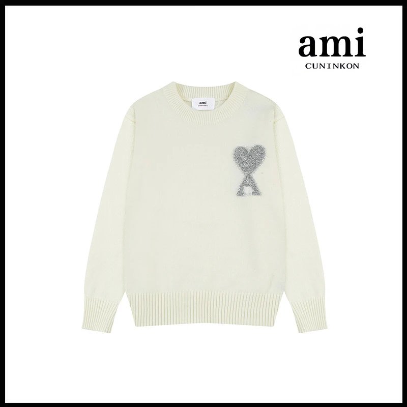 米白【A8146银色爱心圆领款】