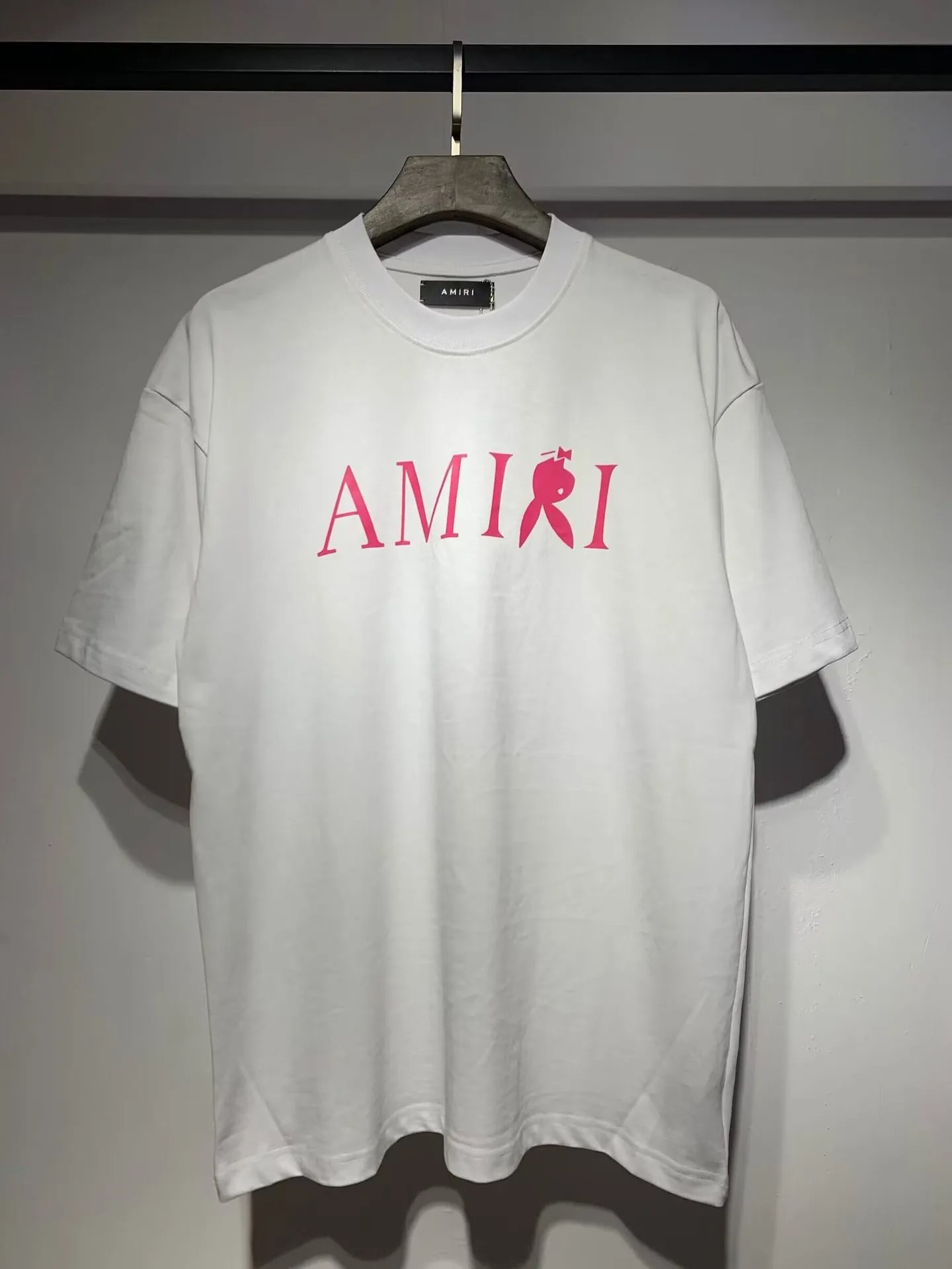 Amiri Cherry Logo Tee White Pink