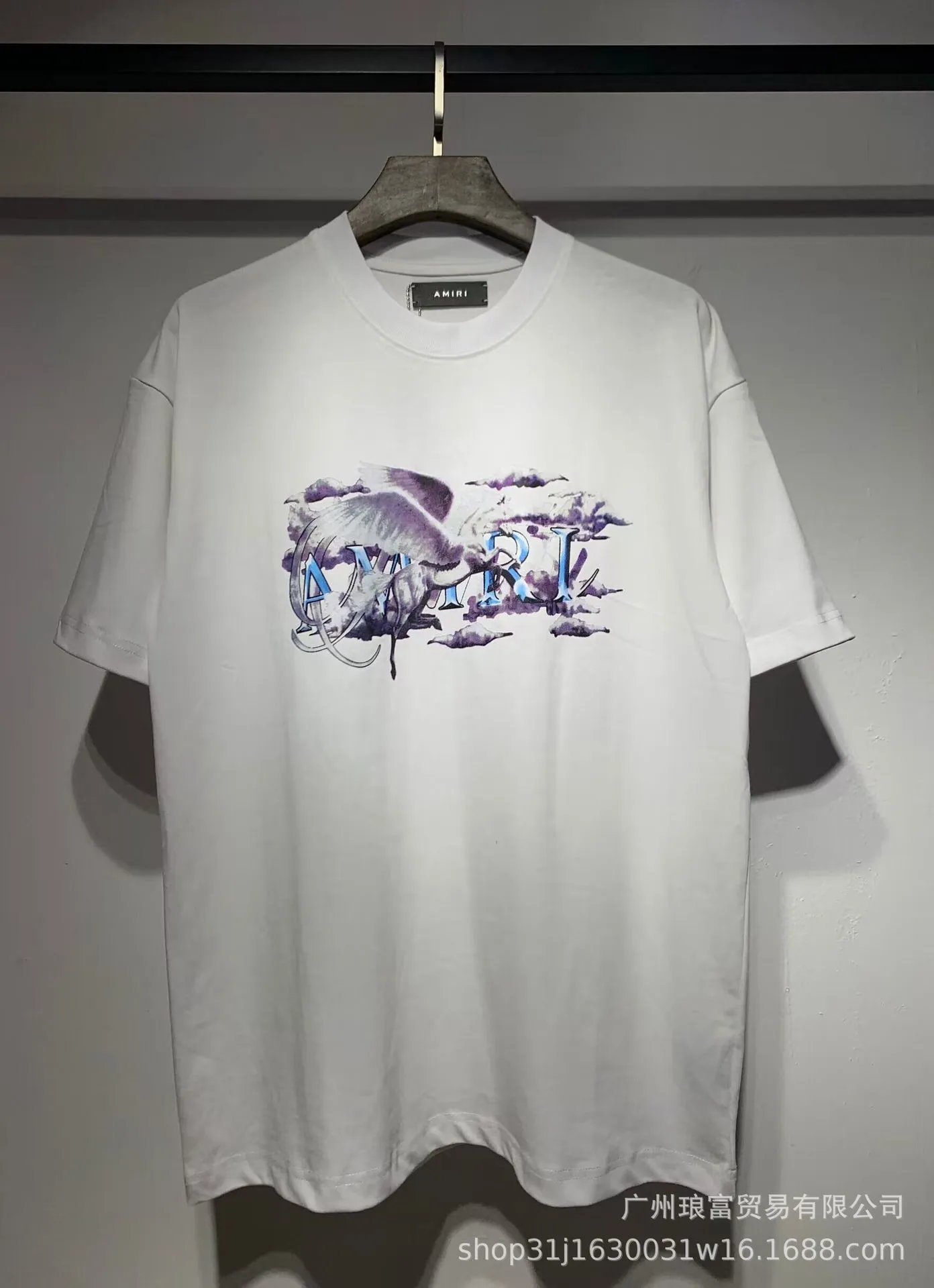 Amiri Angel Wings Graphic Tee White Purple