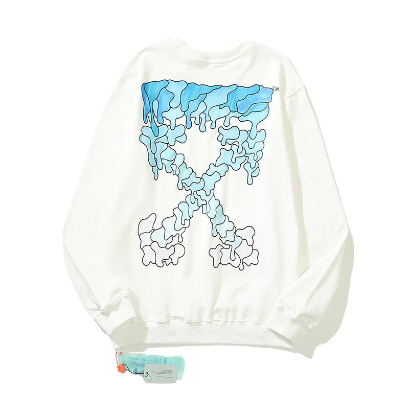 Off-White Drip Arrow Crewneck Sweatshirt White Blue