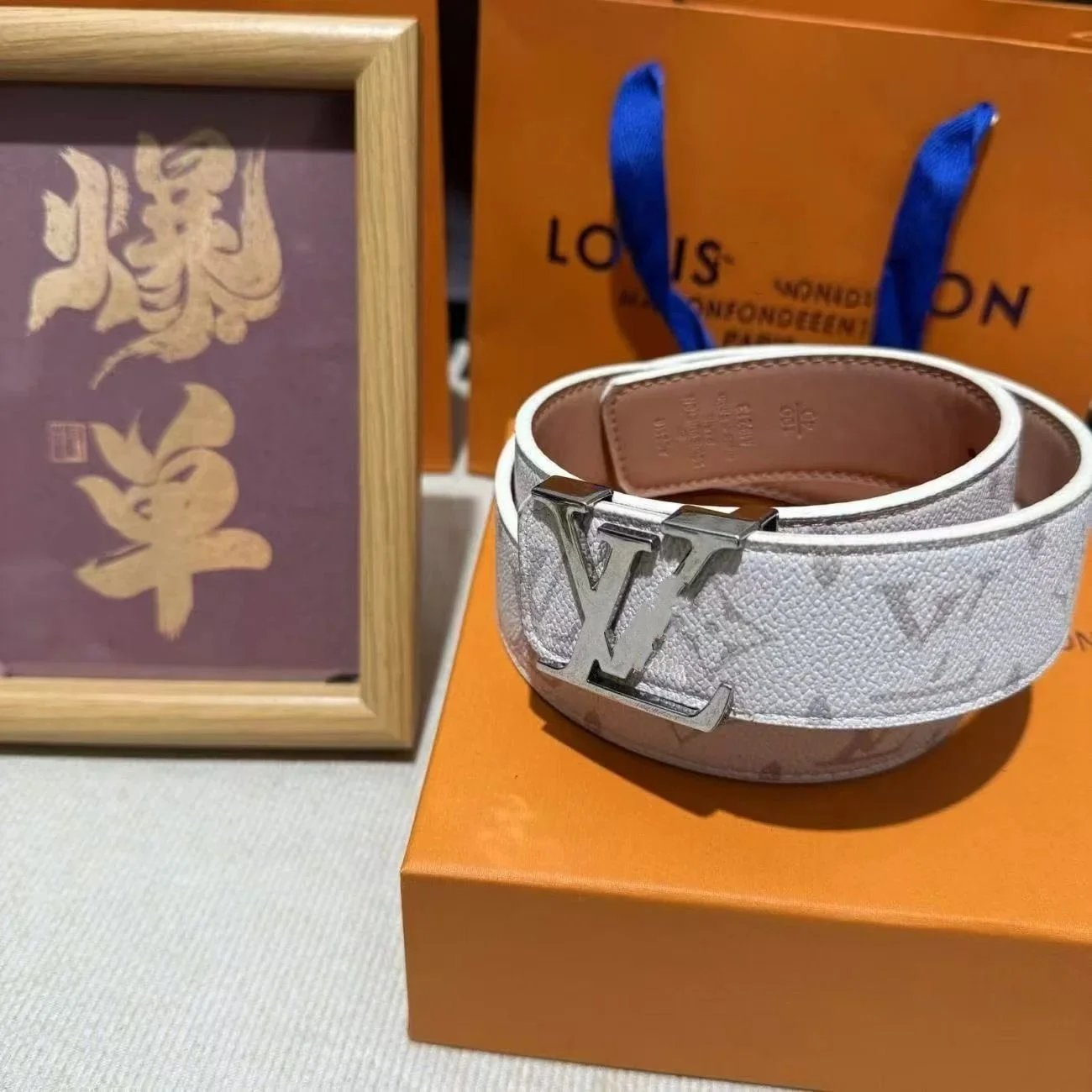 Louis Vuitton LV Initiales Belt Monogram White