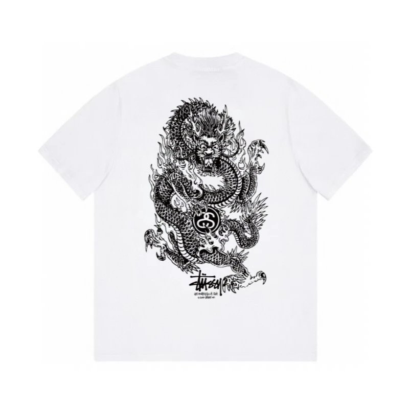 White Dragon Print T-Shirt