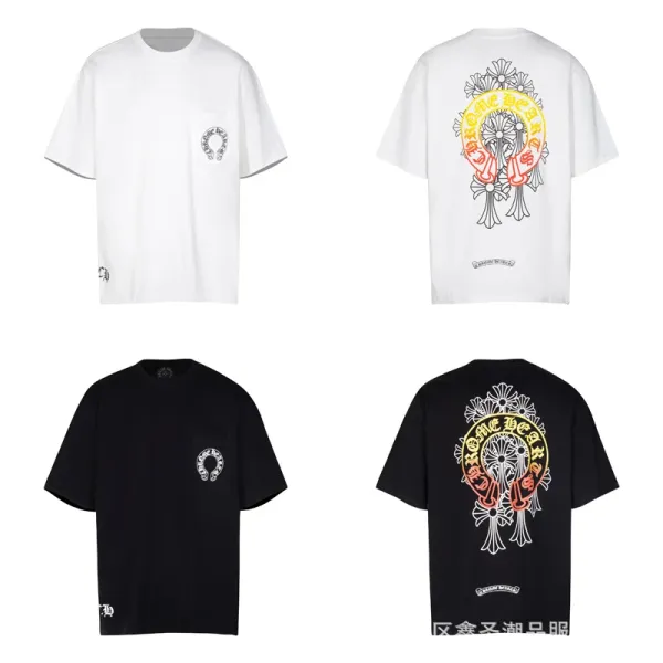 Chrome Hearts Skull Circle Print T-Shirt Black and White - 11