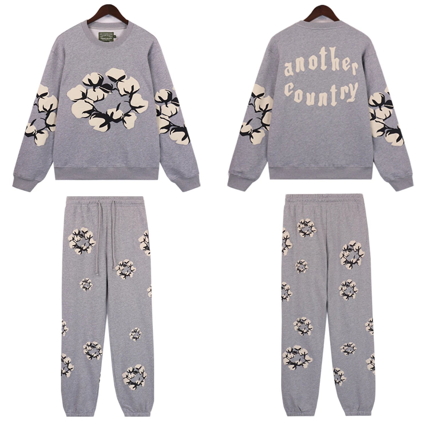 Design Floral Print Black Sweatpants - 44