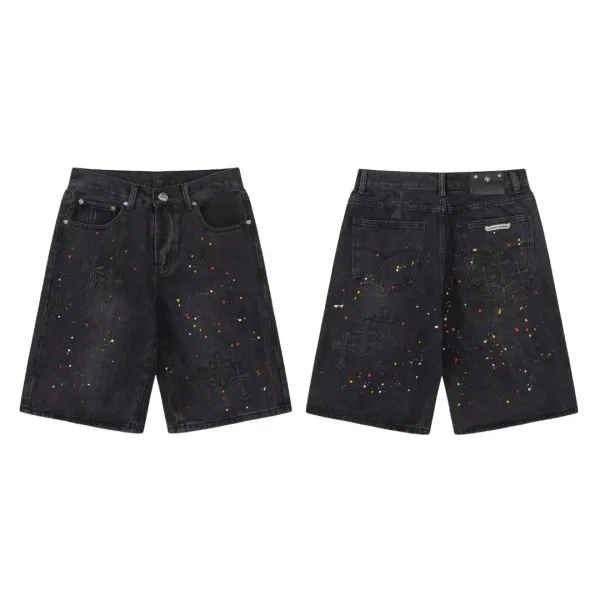 Chrome Hearts Cross-Embroidered Black Denim Shorts - 3
