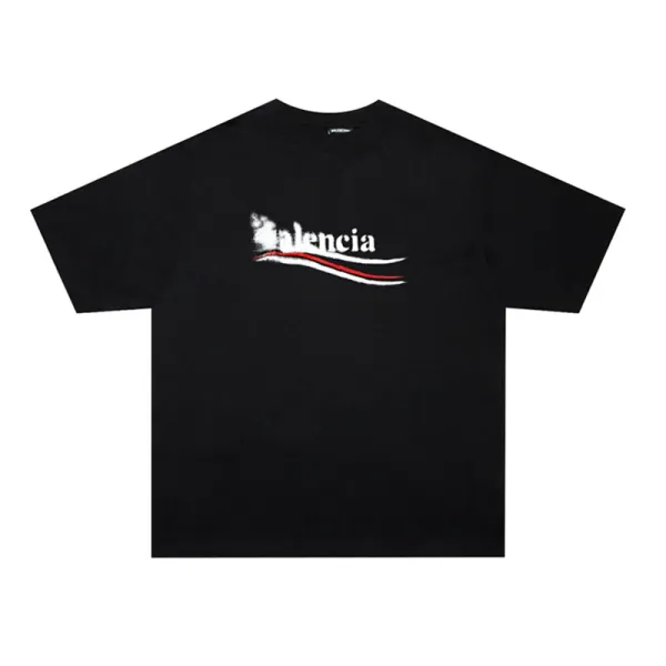 Balenciaga Logo Splatter Print White T-Shirt - 26
