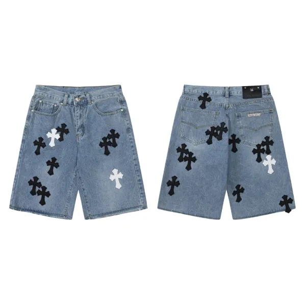 Chrome Hearts Cross-Embroidered Black Denim Shorts - 9