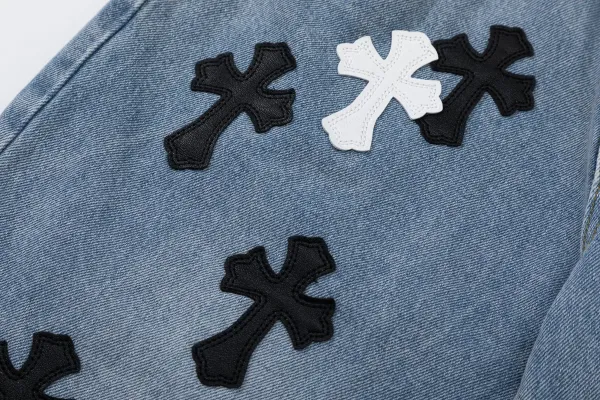 Chrome Hearts Cross-Embroidered Black Denim Shorts - 10