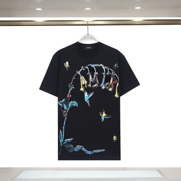Amiri Floral Skull Graphic Black T-Shirt - 1