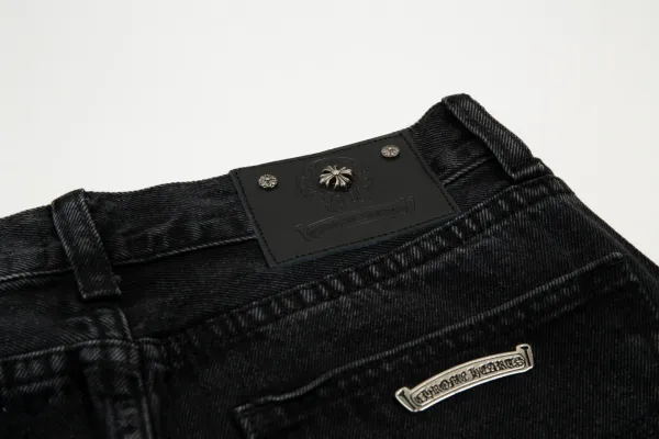 Chrome Hearts Cross-Embroidered Black Denim Shorts - 47