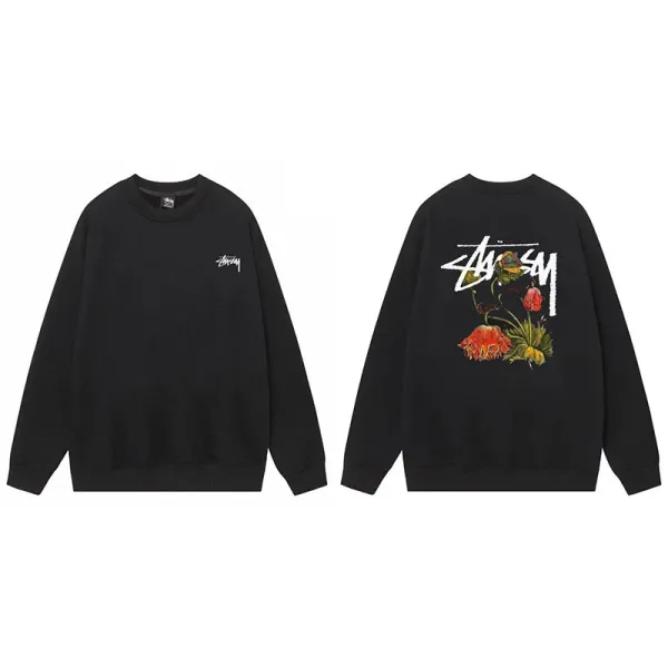 Stussy Dragon Graphic Crewneck Sweatshirt Black Hoodie - 10