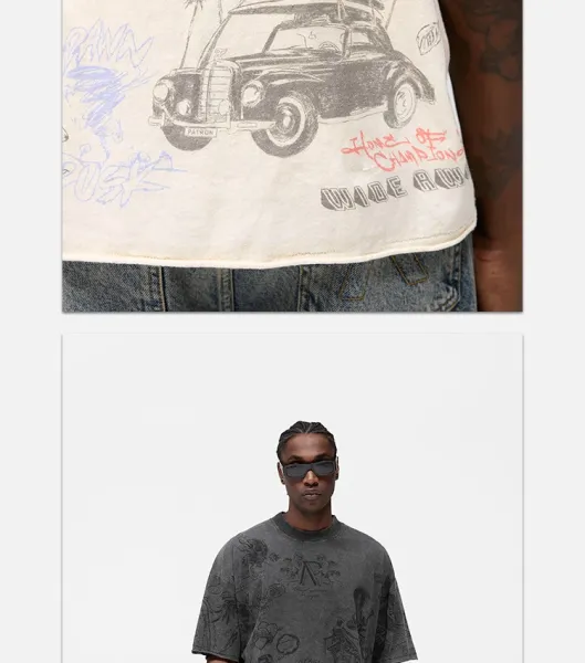 Raf Simons x Archive Print Beige Oversized T-Shirt - 22