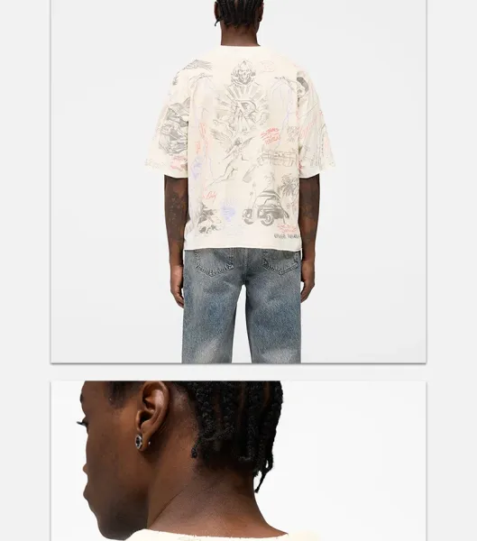 Raf Simons x Archive Print Beige Oversized T-Shirt - 20