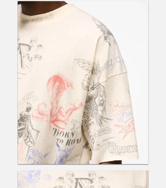 Raf Simons x Archive Print Beige Oversized T-Shirt - 18
