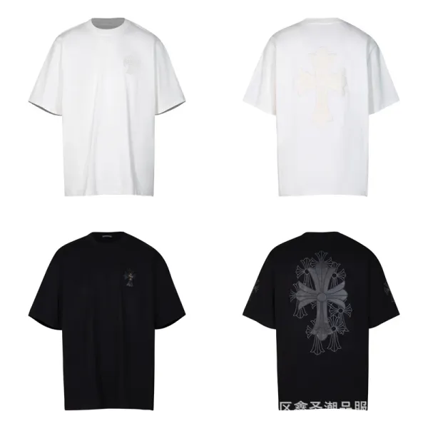 Chrome Hearts Skull Circle Print T-Shirt Black and White - 14