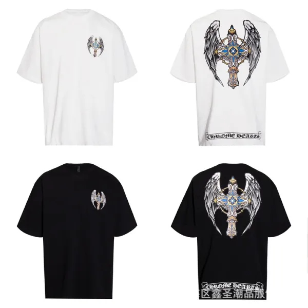 Chrome Hearts Skull Circle Print T-Shirt Black and White - 13