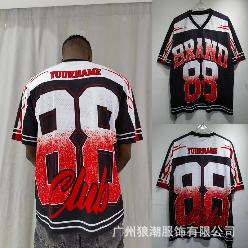 Design Customizable Basketball Jersey Black White Red Spray Gradient Jersey
