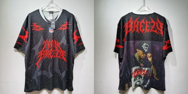 Design Team Breezy x NFL Mesh Jersey Black Red Multicolor T-Shirt T-Shirts - 1