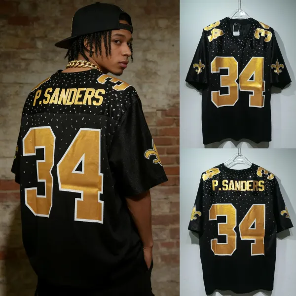 Champion New Orleans Saints P. Sanders #34 Black Gold Mesh Jersey - 1