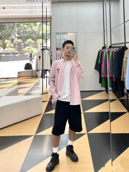 Comme des Garçons Play Heart Balloon Short-Sleeve Shirt Pink - 41