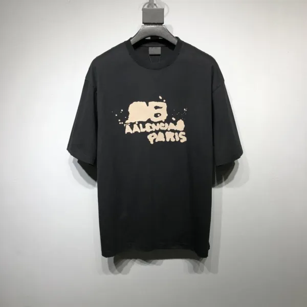 Balenciaga Logo Splatter Print White T-Shirt - 22