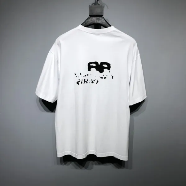 Balenciaga Logo Splatter Print White T-Shirt - 25