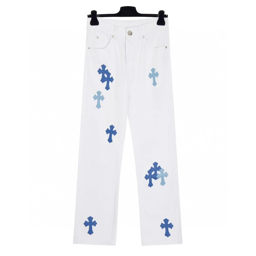 Chrome Hearts All-Over Cross Print Wide-Leg Jeans Black - 5