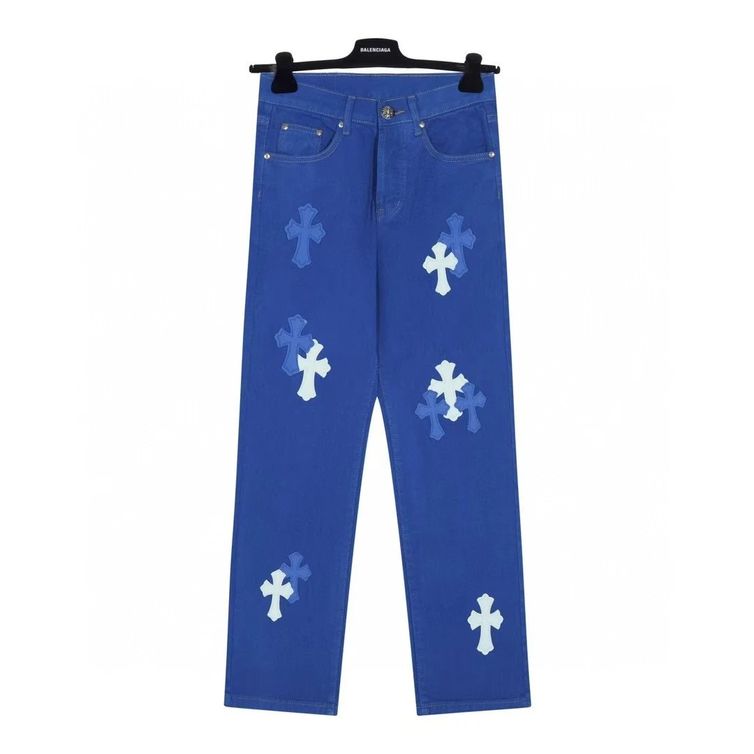 Chrome Hearts All-Over Cross Print Wide-Leg Jeans Black - 8