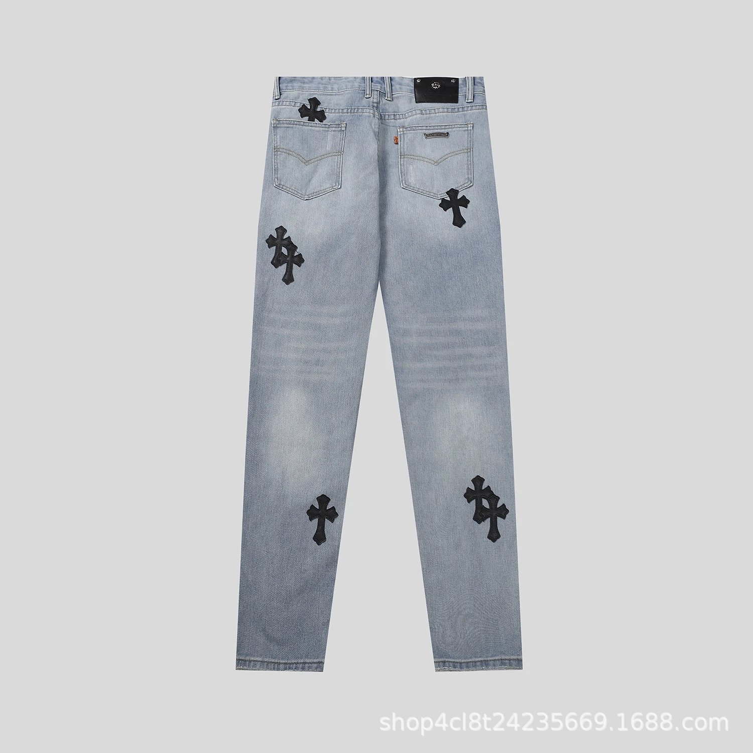 Chrome Hearts All-Over Cross Print Wide-Leg Jeans Black - 31
