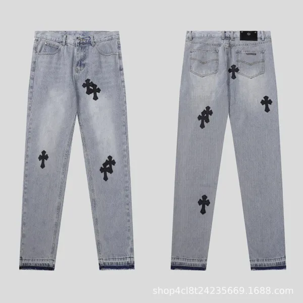 Chrome Hearts Cross Patch Light Wash Jeans - 1
