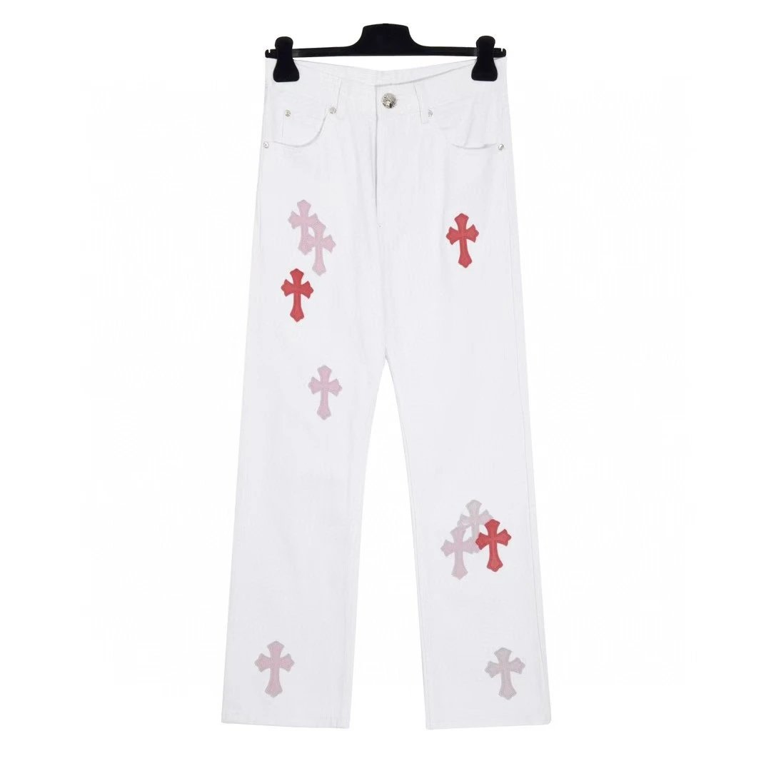 Chrome Hearts All-Over Cross Print Wide-Leg Jeans Black - 4