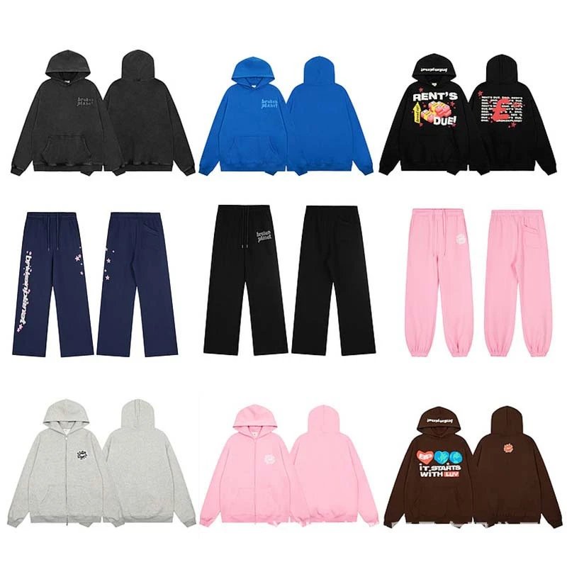 Cross border street printed youth men's and women's casual loose hoodies, trendy brands, hoodies, sweatpants sets