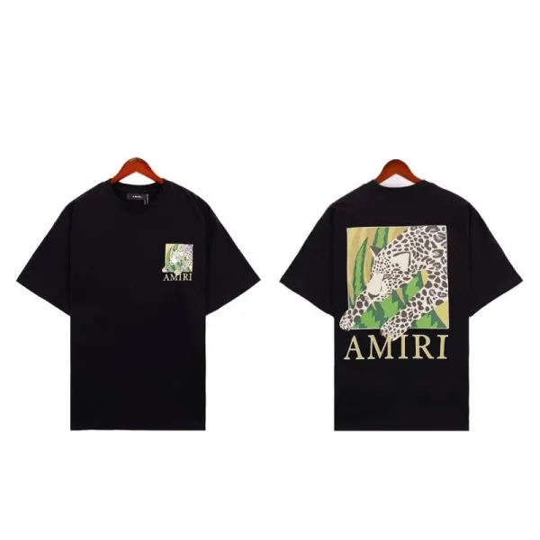 Amiri Leopard Print Graphic T-Shirt Black - 1