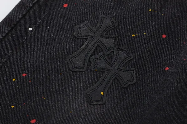 Chrome Hearts Cross-Embroidered Black Denim Shorts - 4