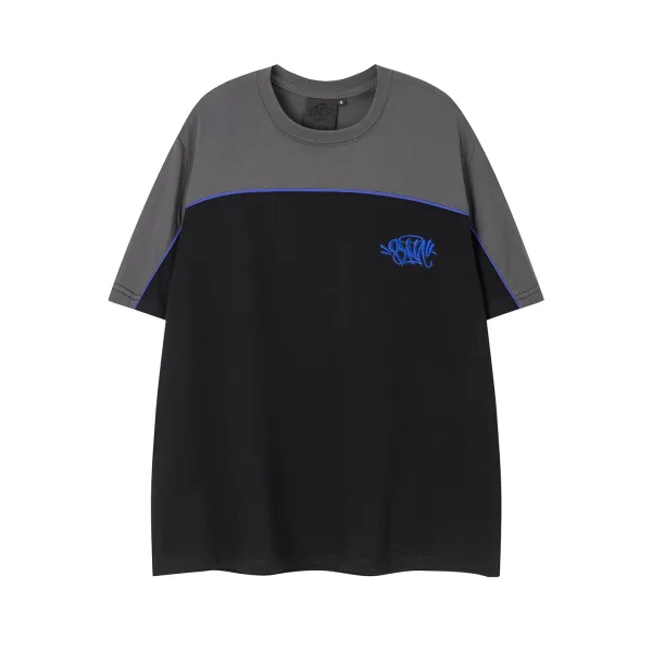 Design Color-Block Embroidered Logo T-Shirt Black / Gray - 1