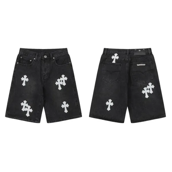 Chrome Hearts Cross-Embroidered Black Denim Shorts - 15