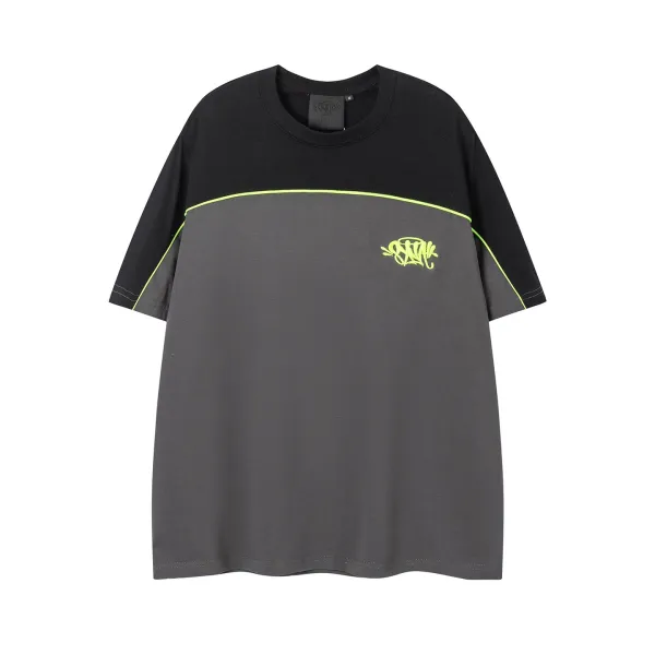 Stussy Colorblock Graphic T-Shirt Black / Gray with Neon Green Accents - 1