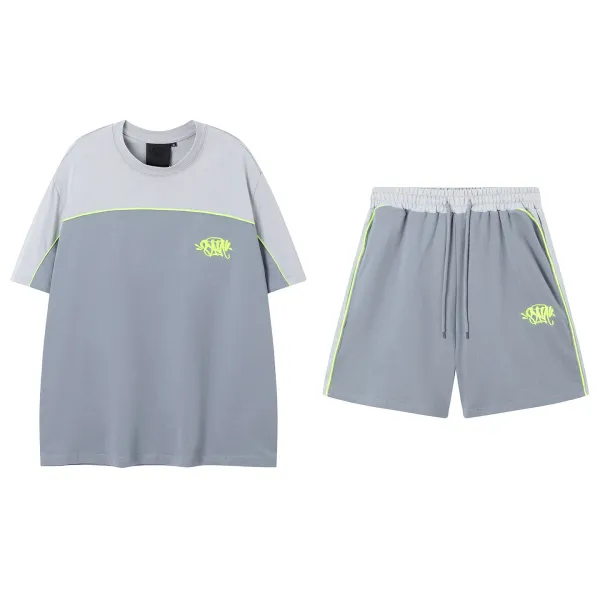 Design Graffiti Logo Two-Tone Gray and Neon Green Casual Set - 1