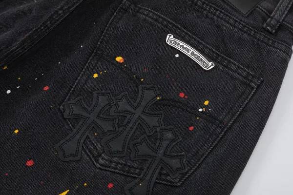 Chrome Hearts Cross-Embroidered Black Denim Shorts - 7