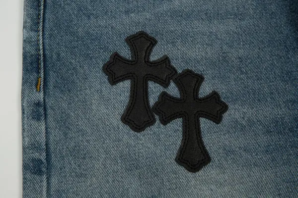Chrome Hearts Cross-Embroidered Black Denim Shorts - 25