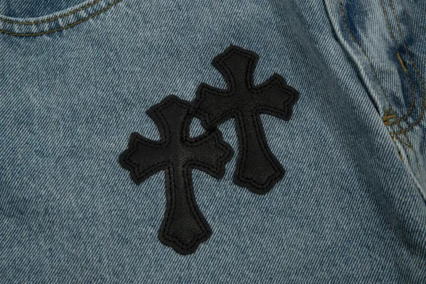 Chrome Hearts Cross-Embroidered Black Denim Shorts - 30