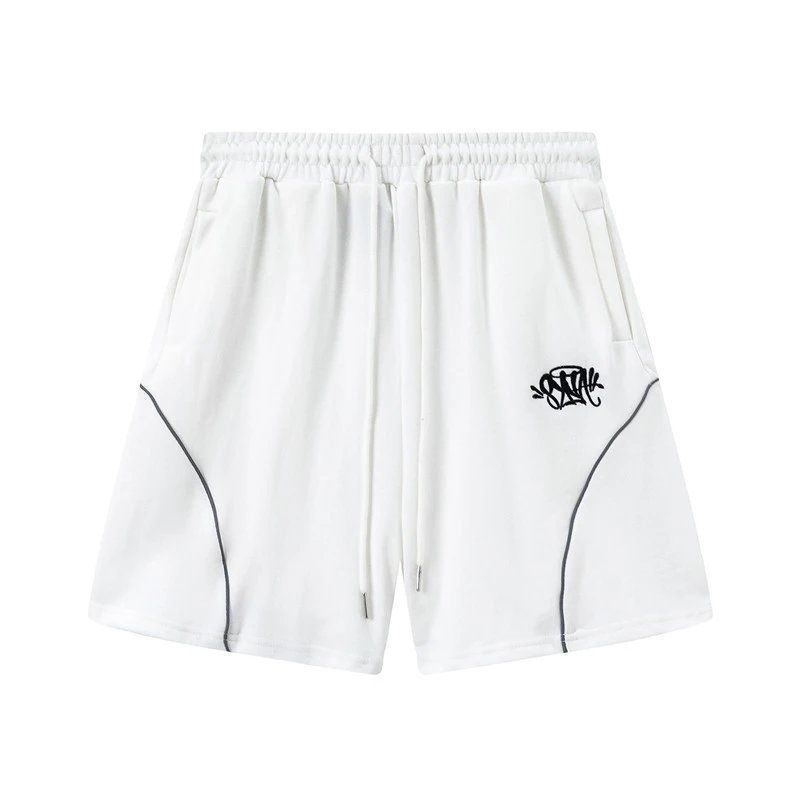 Design Graffiti-Print Track Shorts Gray with Neon Green Trim - 12