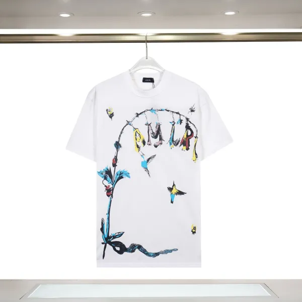 Amiri Floral Logo Print White T-Shirt - 1
