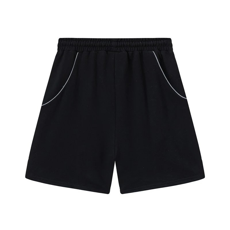 Design Graffiti-Print Track Shorts Gray with Neon Green Trim - 15