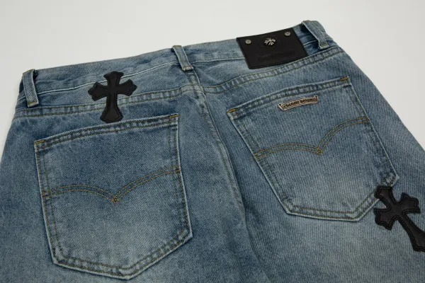 Chrome Hearts Cross-Embroidered Black Denim Shorts - 27