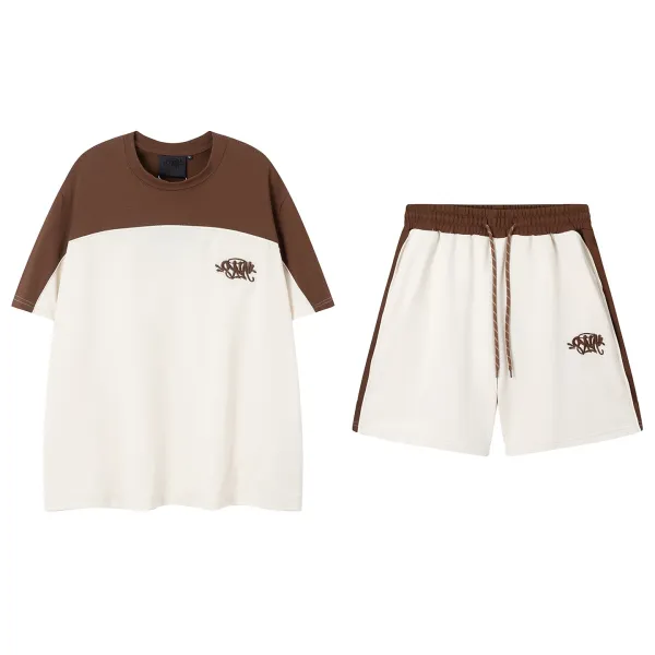Design Color-Block Logo Set Beige and Brown Casual Set - 1
