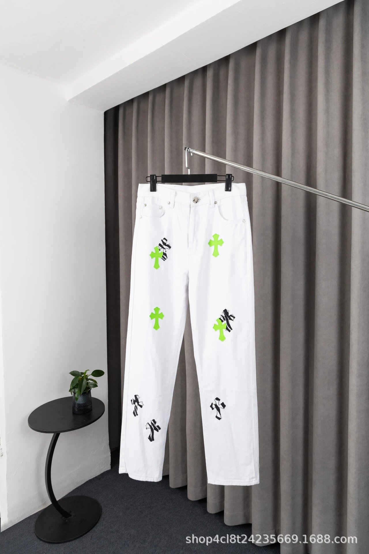 Chrome Hearts All-Over Cross Print Wide-Leg Jeans Black - 45