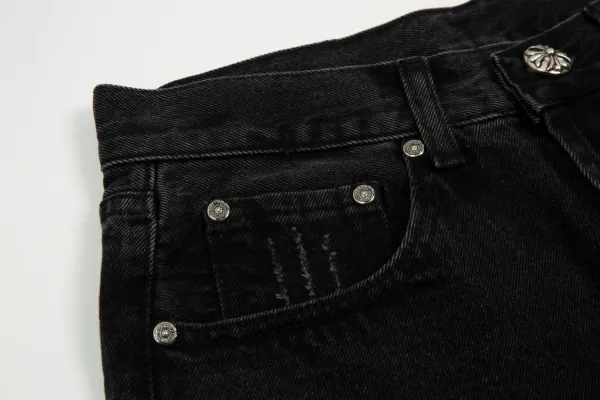 Chrome Hearts Cross-Embroidered Black Denim Shorts - 45